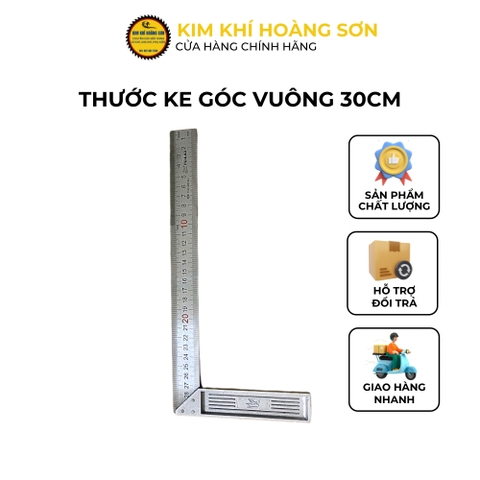 Thước ke góc vuông 30cm chất liệu thép không gỉ FEIBAO, Thước vuông góc kim loại sử dụng đo đạc trong nhiều ngành nghề