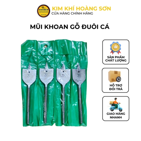 Mũi khoan gỗ đuôi cá chuôi lục giác 6.35mm, Mũi khoét gỗ có đầu định tâm dài 150mm hợp kim siêu bền