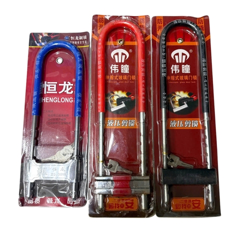 Khoá Chữ U Dài 34 - 42cm HengLong, Khoá Cửa Kính Cường Lực, Khóa Xe Nhiều Nấc Điều Chỉnh Bảo Vệ Gia Đình