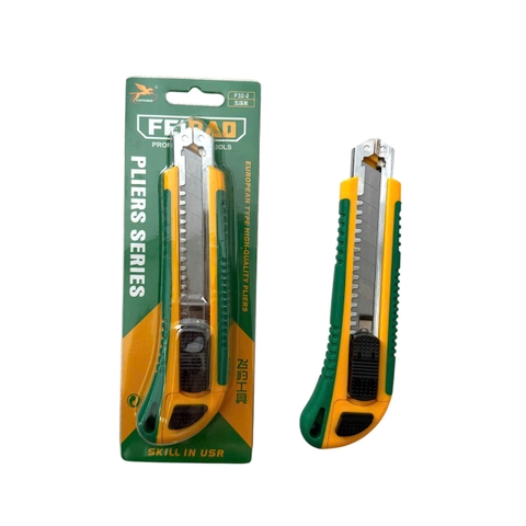 Dao rọc giấy to FEIBAO lưỡi dao sắc 18mm, Dao trổ giấy cắt rạch đa năng thép không gỉ, độ cứng cao sử dụng trên nhiều vật liệu (kèm 5 lưỡi dao)