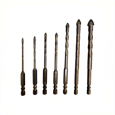 Mũi khoan đa năng cao cấp 4 cạnh chữ thập chuôi lục giác 6.35mm khoan gạch men kính đá 3mm - 12mm