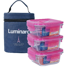 Bộ 3 Hộp thủy tinh vuông Pure 38cl