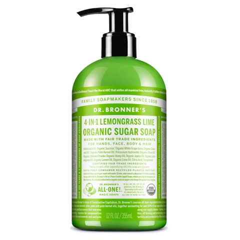 <CÓ SẴN>[Dr Bronner’s] Xà Phòng hữu cơ 4 in 1 Dr Bronner's Sugar Soap 355mL