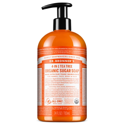 CÓ SẴN [Dr Bronner’s] Xà Bông Hữu Cơ 4 in 1 Dr Bronner’s Sugar Soap 710mL