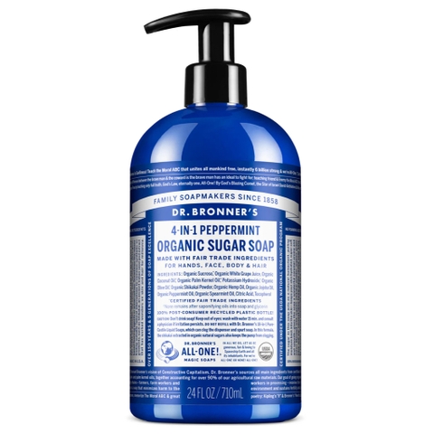 CÓ SẴN [Dr Bronner’s] Xà Bông Hữu Cơ 4 in 1 Dr Bronner’s Sugar Soap 710mL