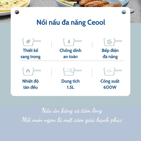 Nồi lẩu điện đa năng mini 1.5L 2 tầng 600W, chống dính cao cấp
