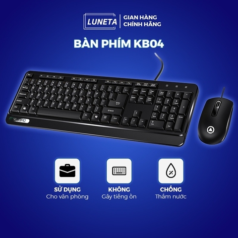 Bàn phím Luneta KB04 thiết kế gọn nhẹ kết nối USB chống nước không ồn chuyên dành cho công việc văn phòng