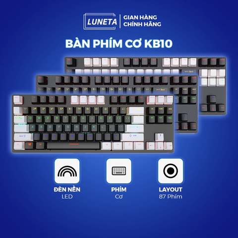 Bàn phím cơ gaming có dây có led custom blueswitch TKL K550 LUNETA KB10