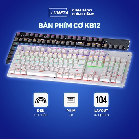 Bàn phím cơ gaming có dây có led blueswitch K880 LUNETA KB12