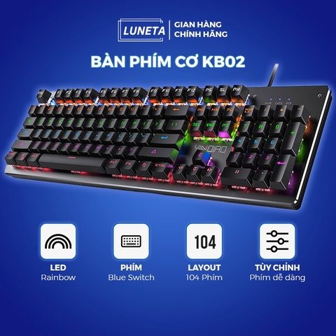 Bàn phím cơ gaming có dây có led custom blueswitch fullsize ZK4 LUNETA KB02