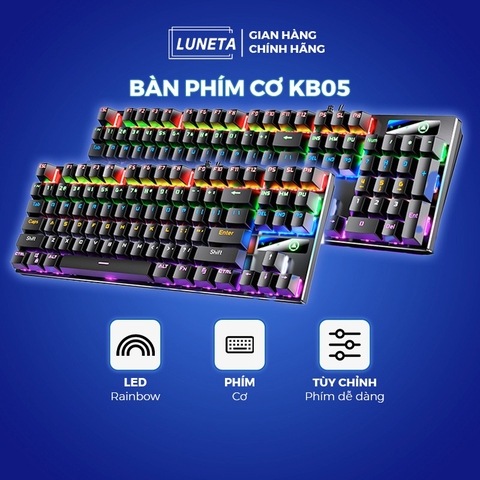 Bàn phím cơ gaming có dây có led blueswitch TKL và fullsize ZK3 LUNETA KB05