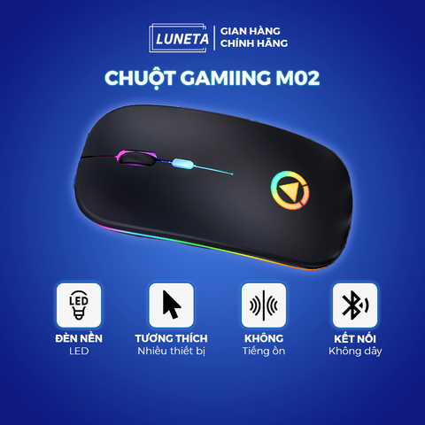 Chuột máy tính không dây gaming không tiếng ồn có đèn Luneta M02