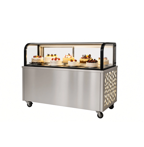 Tủ Trưng Bày Bánh Sấy 4 Mặt Kính
