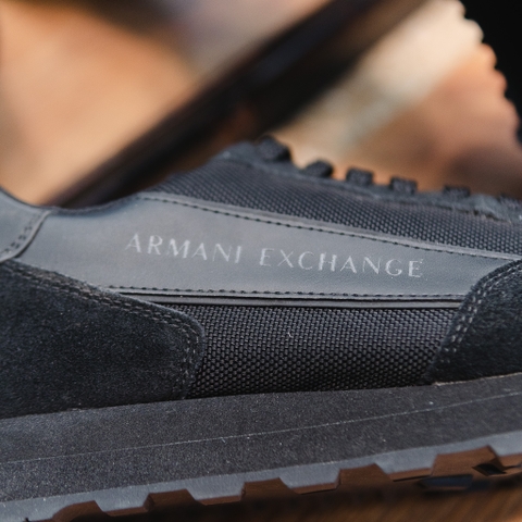 Giày ARMANI EXCHANGE vải lưới mix da đen full , chữ ngang ở sườn