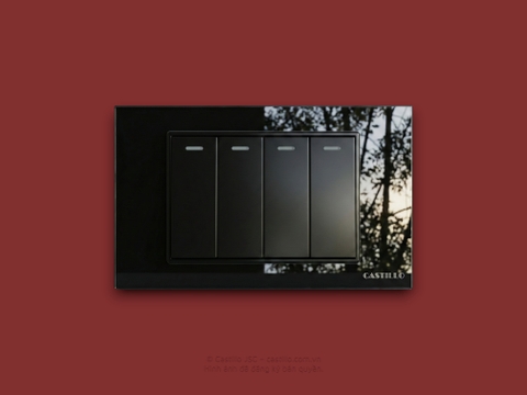 Công tắc 4 phím Kính cường lực ĐEN