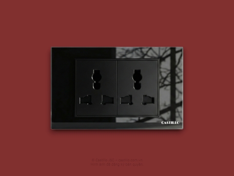 Ổ cắm đôi ĐA NĂNG Kính cường lực ĐEN