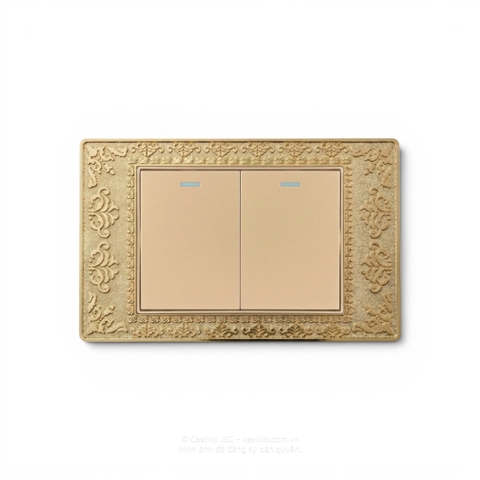 Công tắc 2 phím Hoa văn vàng 24k