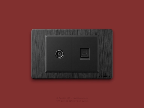 Ổ cắm Tivi + Internet Nhựa Xước ĐEN