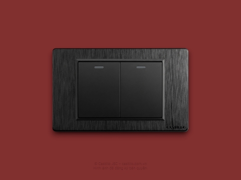 Công tắc 2 phím Nhựa Xước ĐEN