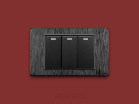 Công tắc 3 phím Nhựa Xước ĐEN