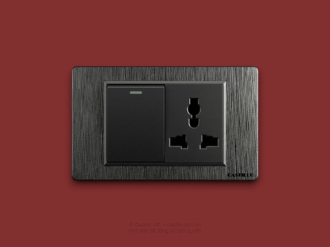 Công tắc + Ổ cắm Nhựa Xước ĐEN