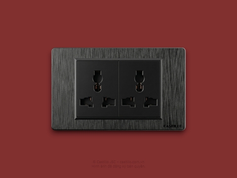 Ổ cắm Đôi Đa Năng Nhựa Xước ĐEN