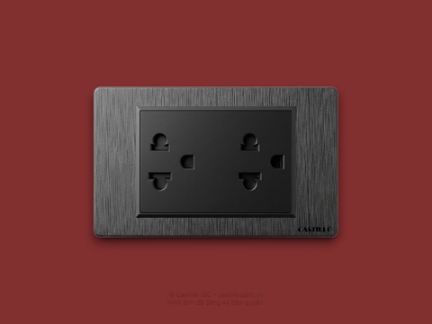 Ổ cắm đôi Kiểu Thái Nhựa xước ĐEN