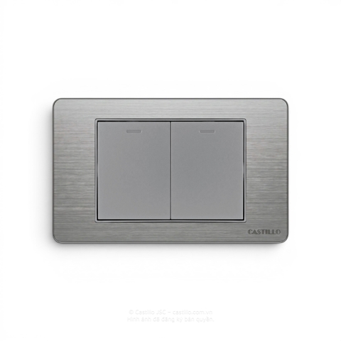 Công tắc 2 phím Inox xước XÁM