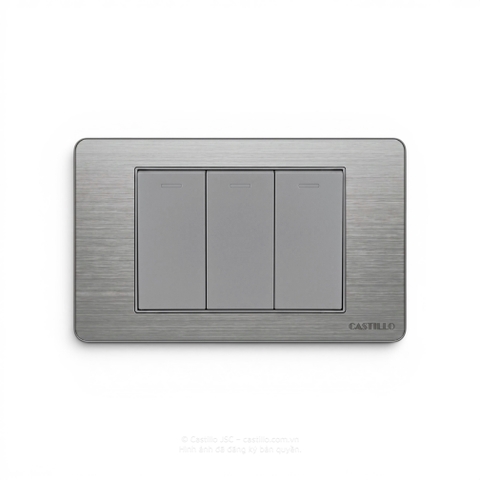 Công tắc 3 phím Inox xước XÁM