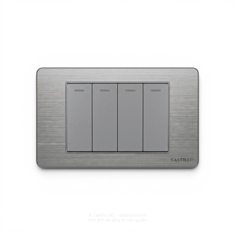 Công tắc 4 phím Inox xước XÁM