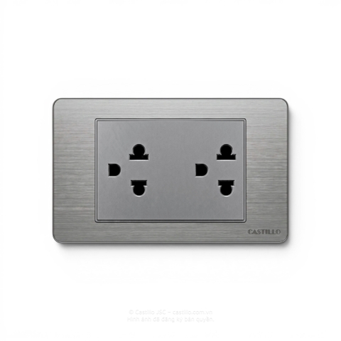 Ổ cắm đôi Thái Inox xước XÁM