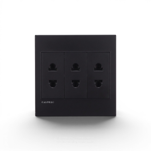 Ổ cắm 2 chấu x3 Nhựa ĐEN