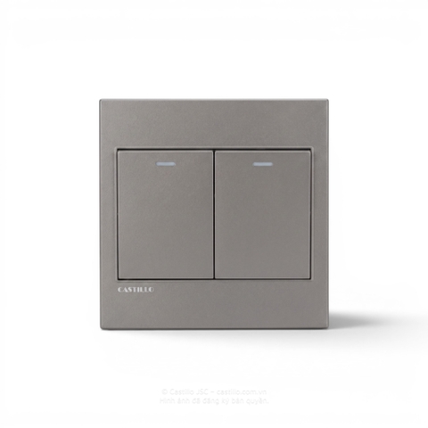 Công tắc 2 phím Nhựa XÁM