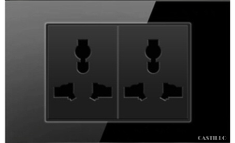 Ổ cắm đôi ĐA NĂNG Kính cường lực ĐEN