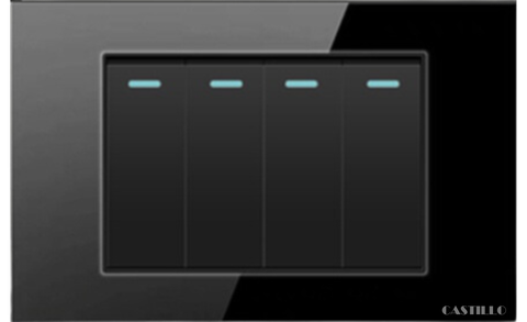 Công tắc 4 phím Kính cường lực ĐEN