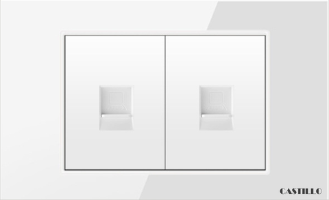 Ổ cắm đôi Internet x2 Kính cường lực TRẮNG