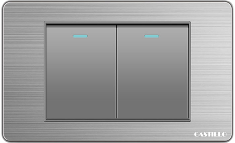 Công tắc 2 phím Inox xước XÁM