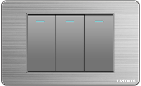 Công tắc 3 phím Inox xước XÁM
