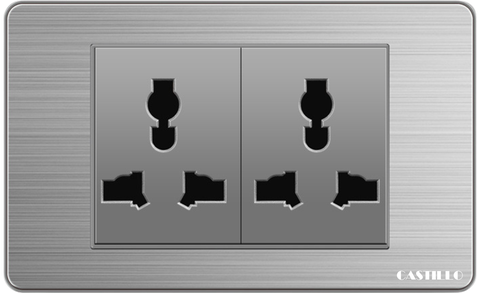 Ổ cắm ĐA NĂNG Inox xước XÁM