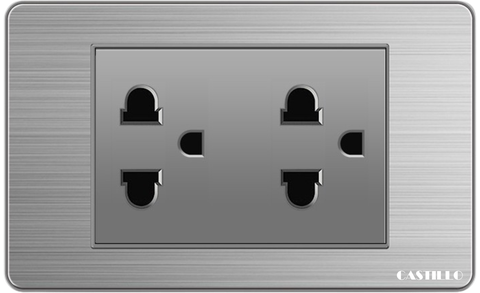 Ổ cắm đôi Thái Inox xước XÁM