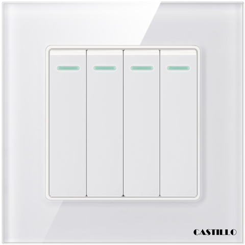 Công tắc 4 phím Kính cường lực TRẮNG