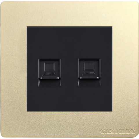 Ổ cắm Internet x2 Full Nhôm VÀNG