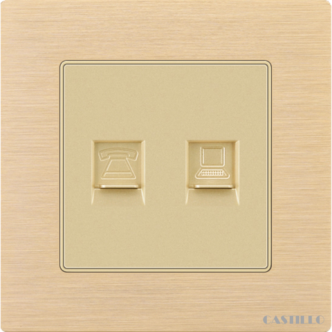 Ổ cắm Internet x2 Nhôm xước VÀNG
