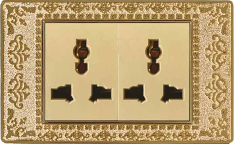 Ổ cắm đôi ĐA NĂNG Đồng vàng 18k