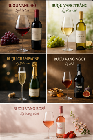 🍷 Chai Rượu Vang Nào Phù Hợp Với Ly Rượu Nào?