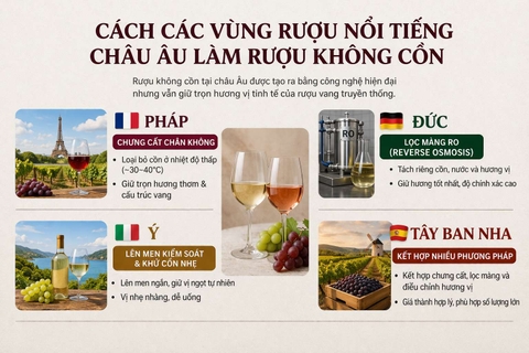 🍷 Cách Các Vùng Rượu Nổi Tiếng Châu Âu Sản Xuất Rượu Không Cồn