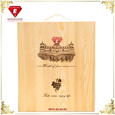 Hộp Gỗ 3 Chai Mặt Kín