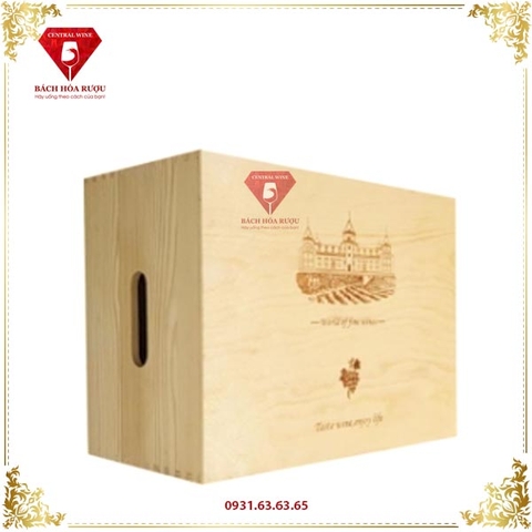Hộp gỗ 6 Chai Mặt Kín 2 Tầng (chai 0.8kg)