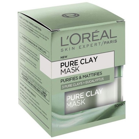 L'Oreal Pure Clay Mask Eucalyptus Purifies Mattifies 50ml