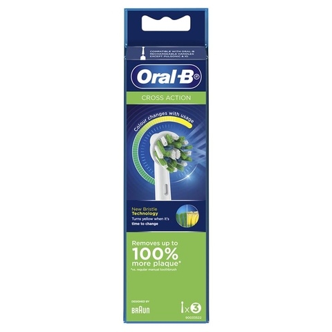 Australian Oral B Cross Action Rainbow electric toothbrush heads set of 3 heads